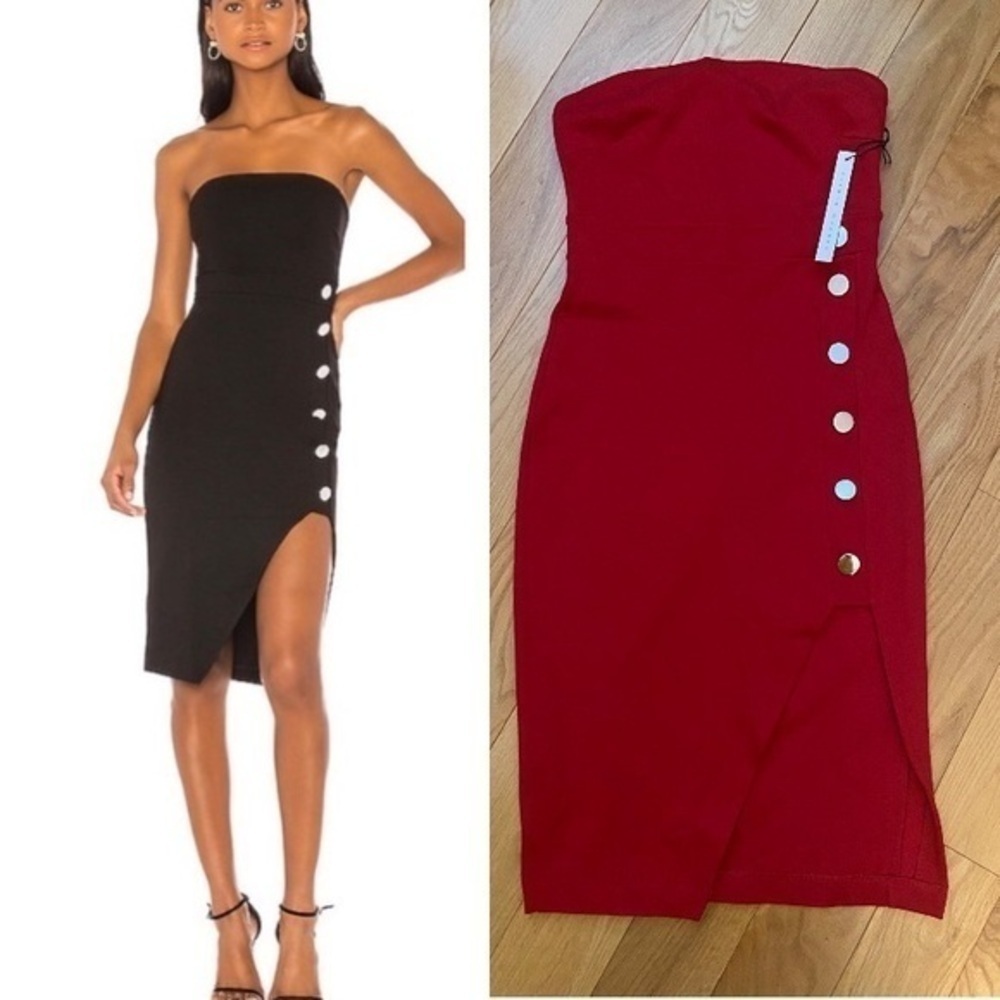 NWT Susana Monaco Angled Slit Button Dress, red, sz 4, sold for $211 on Revolve